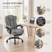 Chaise de bureau ergonomique en tissu pour le gaming avec repose-pieds, pivotante à 360 degrés, hauteur réglable et assise épaisse – Vente en gros