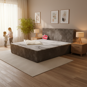 מיטת ספוג מודרנית רכה, ידידותית לסביבה, דחוסה, בגודל קינג סייז, ללא מסגרת, עם ריפוד בד, סט לחדר שינה - Product Image 3