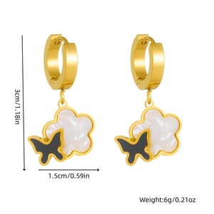 Fashion Jewelry <b>Set</b> Gold Plated Butterfly Flower Necklace <b>Bracelet</b> Earrings Women's Party Accessories Stainless Steel - Product Image 4