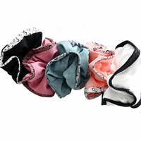 Daou 12cm Scrunchies pliables personnalisés de couleur unie, accessoires capillaires de beauté durables de haute qualité avec motif cœur pour femmes