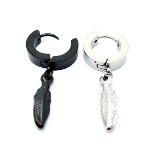 In Acciaio Inox huggie <span class=keywords><strong>orecchini</strong></span> <span class=keywords><strong>con</strong></span> <span class=keywords><strong>piuma</strong></span> di goccia <span class=keywords><strong>orecchini</strong></span> a cerchio - Product Image 3