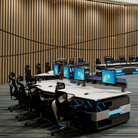 JCCX-6 Mesa de Computadora Moderna con Pantalla Grande de Acero y Madera, Ensamblaje Modular, Consola Inteligente para Sala de Control, Escritorio de Oficina