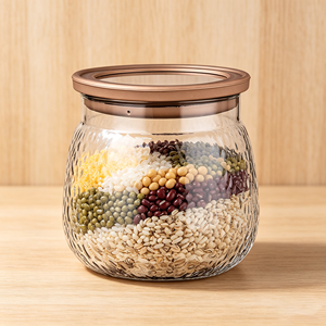 Organisateur de cuisine multifonctionnel en verre transparent à texture verticale tendance pour le stockage du sucre, de la farine, des fruits secs, des <span class=keywords><strong>feuilles</strong></span> de thé - Product Image 5