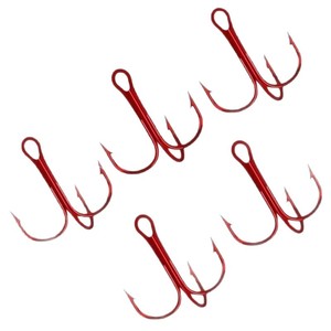 Hameçons de pêche triple, nickel rouge, trois hameçons, pêche en eau salée, pêche en mer, affûtés chimiquement - Product Image 3