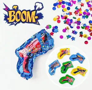 Décorations de fête surprise Boom feux d'artifice pistolet jouet pistolet gonflable canons à confettis feuille matériel ballons ensemble