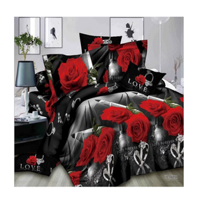 OEM ODM 3D Blumen bedrucktes Bettwäsche set Benutzer definierte King <span class=keywords><strong>Size</strong></span> Hochzeit 4-teiliges Bettlaken-Set für zu Hause - Product Image 3