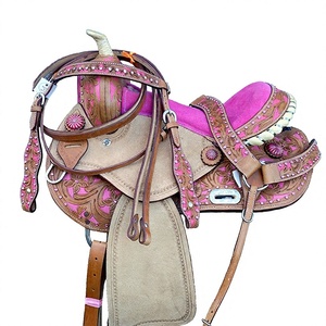 Selle Western Rose Florale 2026 à Succès avec Broderie Strass en Cuir pour l'Équitation - Product Image 3