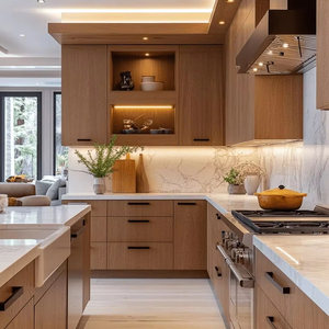 Armoires de <span class=keywords><strong>cuisine</strong></span> en bois de chêne naturel de qualité supérieure, design contemporain encadré pour cuisines résidentielles haut de gamme - Product Image 1
