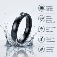 Lumon Obsidian IP68 Wasserdichtes Keramik-Digitalband NTAG 216 9 Mohs Kratzfest 5mm Moderner Verlobungsring 2 Stück Gravierbar