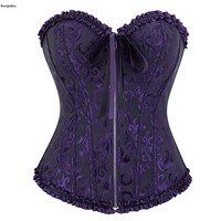 Corset plissé à baleines en dentelle violet foncé pour femme, maintien ferme, style victorien, grandes tailles XXS-6XL, antibactérien, respirant, écologique