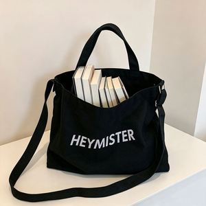 Oversized Canvas Crossbody Messenger Tote <b>Bag</b> for <b>College</b> Girls with Eco-Friendly Reusable Design and Custom Logo Printing - Product Image 2