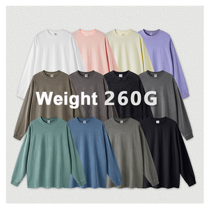 Precio barato de fábrica 260G 100% algodón Camiseta de manga larga de alta calidad para hombre Sudadera de cuello redondo liso bordado personalizado - Product Image 1