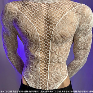 New men's sexy lingerie mesh bodysuit, flirtatious and playful, abstinent style, perfect for boyfriend's Halloween outfit. - Product Image 3