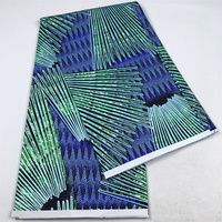 Kain Batik Afrika Ankara Wax Lace Berlapis Glitter Emas dengan Motif Garis Abstrak Geometris untuk Pakaian Wanita dan Menjahit