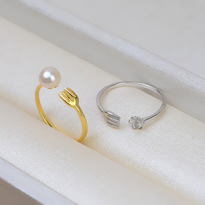 Anillo de Plata S925 con Horquilla Dorada, Ajustable, con Boca Móvil, Semiterminado, para DIY, Soporte para Perlas, Accesorios de Joyería, 97% - Product Image 4