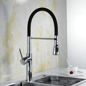 Robinet de cuisine monocommande monofilaire en silicone noir, mitigeur eau chaude et froide, flexible et extractible AT9964B-DX - Product Image 2