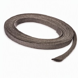 Gaine tressée de blindage EMI RFI en nylon étamé extensible pour la protection des faisceaux de câbles des stations de base 5G et des serveurs - Product Image 1