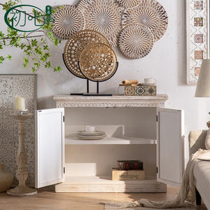 Mediterranean Style Antique Painted Double Door Storage Cabinet Living Room Sideboard Below 900MM - Product Image 3