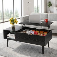 Table basse carrée contemporaine en bois avec rangement durable, compartiment dissimulé et design portable pour salon et appartement