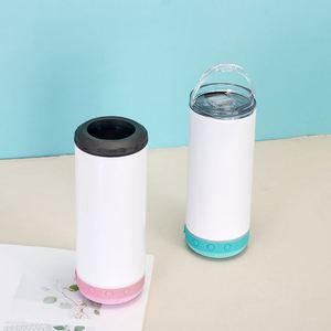 Mug isotherme en acier inoxydable avec haut-parleur Bluetooth 16 oz, couvercle thermos, chargement USB, blanc, cadeau d'affaires, isolation thermique 6-12 heures - Product Image 3