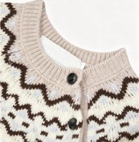 Pull-over en tricot jacquard Fair Isle personnalisé OEM ODM pour garçons, chaud pour l'hiver, avec boutons latéraux, pour tout-petits et enfants, respirant et écologique