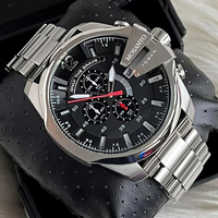 Moda 51mm Büyük Kadran Kronograf Kuvars Kol Saati Siyah Çelik Kayış 10Bar Su Geçirmez Gül Altın Vurgulu Spor Erkek Saati