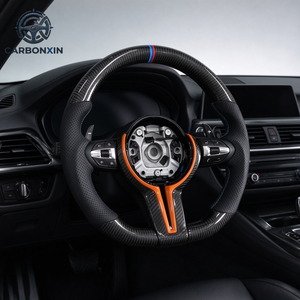 Volant chauffant en cuir et fibre de carbone pour les modèles F Series, 4 Series, 535i, M4, X5, M3. Volant de voiture directement de l'usine. - Product Image 5