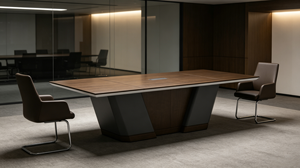 Mesa Rectangular de Madera Mate Resistente a los Arañazos para Sala de Juntas, Tablero Engrosado con Ranuras Integradas para Gestión de Cables, Ideal para Conferencias Grandes - Product Image 2