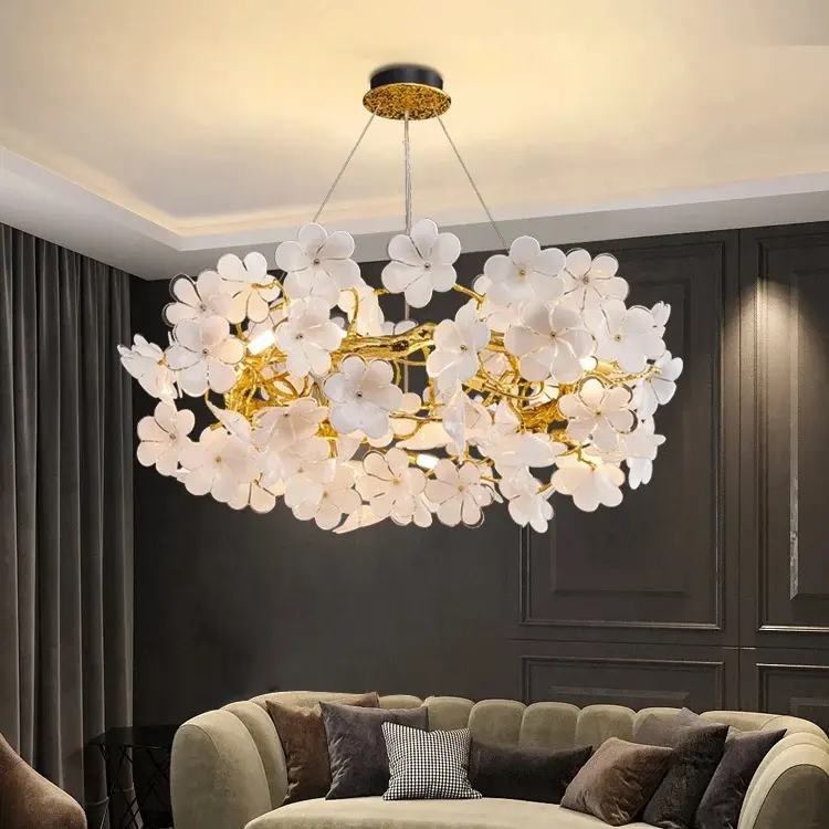 Top-Qualität zeitgenössisch luxus kunstvolle Lichter moderne Kronleuchter künstlerische Blumenbranche Lampe kreativer einzigartiger Glas-Kronleuchter