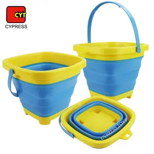 Custom Kids Collapsible Silicone Folding Sand Beach Bucket Toy Foldable Silicone Bucket Play Set