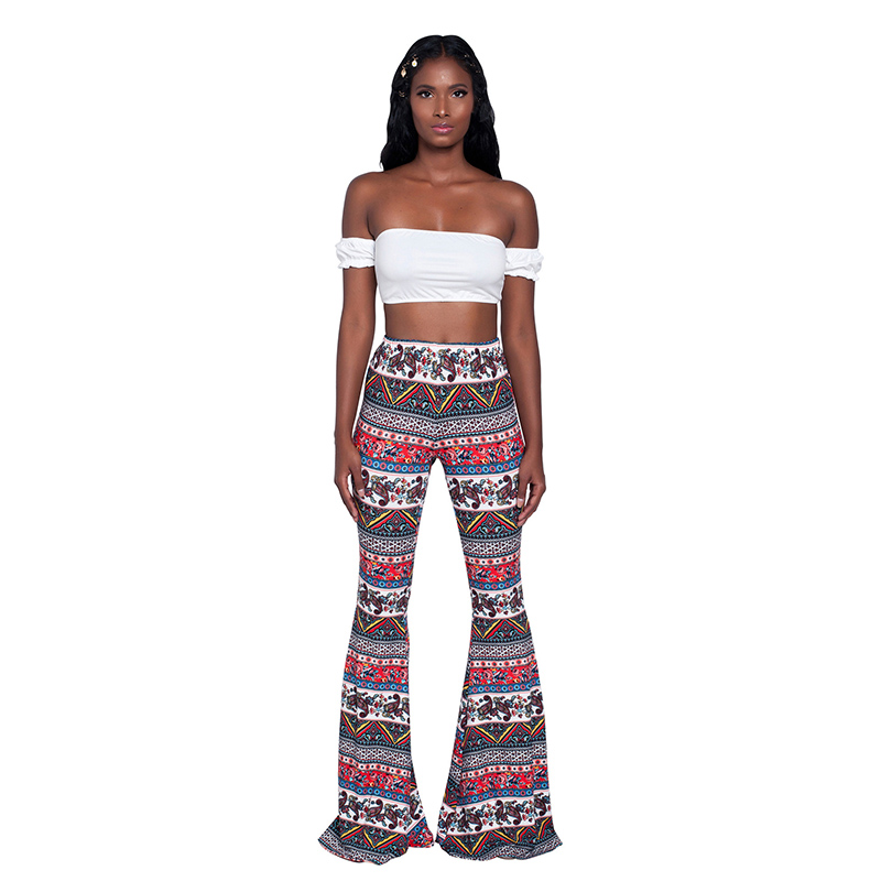Pantalon palazzo bohème rose grande taille