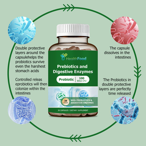 Capsules de prébiotiques et d'enzymes digestives fabriquées en usine, 100 milliards d'UFC, probiotiques à 34 souches, favorisent la flore intestinale - Product Image 3