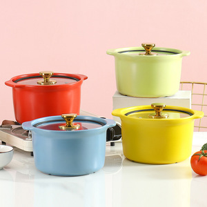 Marmite en céramique non revêtue de 35 litres, style influenceur, style nordique, minimaliste, couleur unie, avec couvercle en verre, compatible <span class=keywords><strong>cuisinière</strong></span> à gaz et mijoteuse - Product Image 2