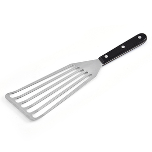 Espátula de acero inoxidable para carne y anguila, con ranuras, para freír, asar y barbacoa, con mango de madera, al por mayor - Product Image 2