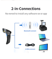 Lecteur de codes-barres sans fil BT haute vitesse 1D/2D avec capteur CMOS et base de numérisation automatique pour systèmes de point de vente de supermarchés – En stock