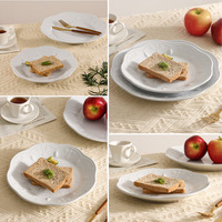 Assiette de petit-déjeuner en porcelaine blanche nordique, motif dentelle en relief, plat rond, logo personnalisé pour la maison et l'hôtel