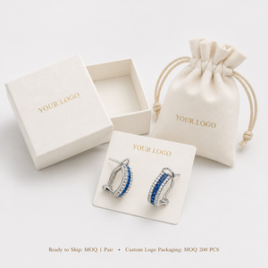 Orecchino a polsino geometrico blu da donna, design semplice, accessori per l'orecchio da indossare tutti i giorni - Product Image 6