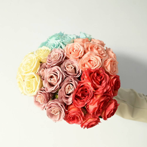 <span class=keywords><strong>Bouquet</strong></span> de fleurs artificielles en soie de haute qualité 7 têtes, rose avec tiges, pour la décoration de la maison et des mariages - Product Image 5