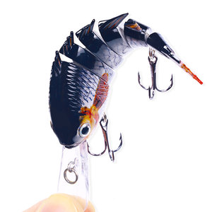 Nuovo elenco artificiale 100mm Multi colore occhi 3d segmento di plastica dura <span class=keywords><strong>pesca</strong></span> 6 esca snodata - Product Image 3