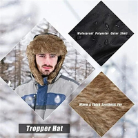 Chapeau d'hiver pour homme, style aviateur, avec cache-oreilles, chaud, imperméable, pour le ski, casquette bomber russe, protège-oreilles chauds russes