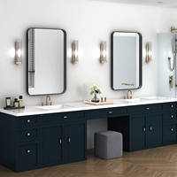 Miroir de salle de bain mural haute définition moderne personnalisé rectangulaire en alliage d'aluminium avec cadre noir pour coiffeuse d'hôtel