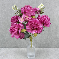 Buket Bunga Sutra Peony Kecil 9 Tangkai Buatan Murah untuk Dekorasi Pesta Pernikahan Natal & Tahun Baru