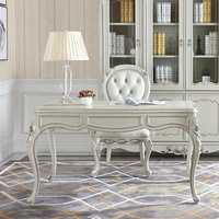 Meubles de palais simples français bureau d'ordinateur de bureau européen en bois massif de luxe léger avec chaise de bureau d'étude de style traditionnel