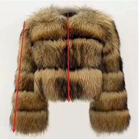 Manteau court de luxe en vraie fourrure de raton laveur pour femme, respirant, écologique et moelleux – Vente en gros directe usine