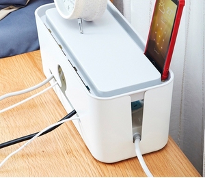 Storage Box Phone Holder Power Strip Box for Adapter Wire/Charger Line/USB Network Cable Management Box