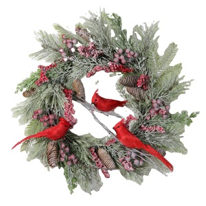Elegantes Coronas Navideñas Ochine con Adornos de Cardenales, Decoración de Pájaros Rojos para Navidad, Decoración Interior y Exterior del Hogar - Product Image 5