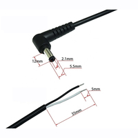 Câble d'alimentation DC à angle droit de 90 degrés, prise mâle 5,5 mm x 2,5 mm vers fil nu à extrémité ouverte