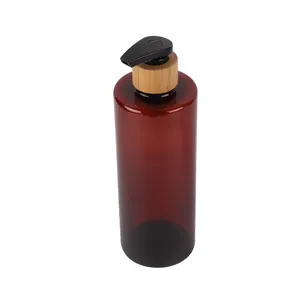 Customizable too özelleştirilebilir 500ml kahverengi PET şişe biyobozunur 28 410 bambu pompa şampuan ve losyon şişeleri