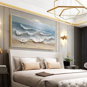 Arte Mural Contemporáneo, Pintura Texturizada de Paisaje Marino, Lienzo Abstracto para Decoración de Dormitorio y Sala de Estar, Pintura Estética Suave para el Hogar - Product Image 3