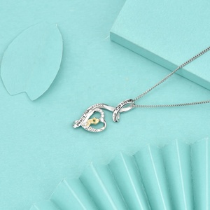 GP101 regali per la mamma 925 in argento Sterling madre e bambino ciondolo collana sempre mia madre per sempre il mio amico amore ciondolo cuore - Product Image 6